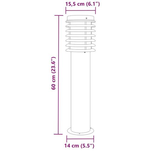 Udendørs standerlampe 3 stk. 60 cm rustfrit stål sort
