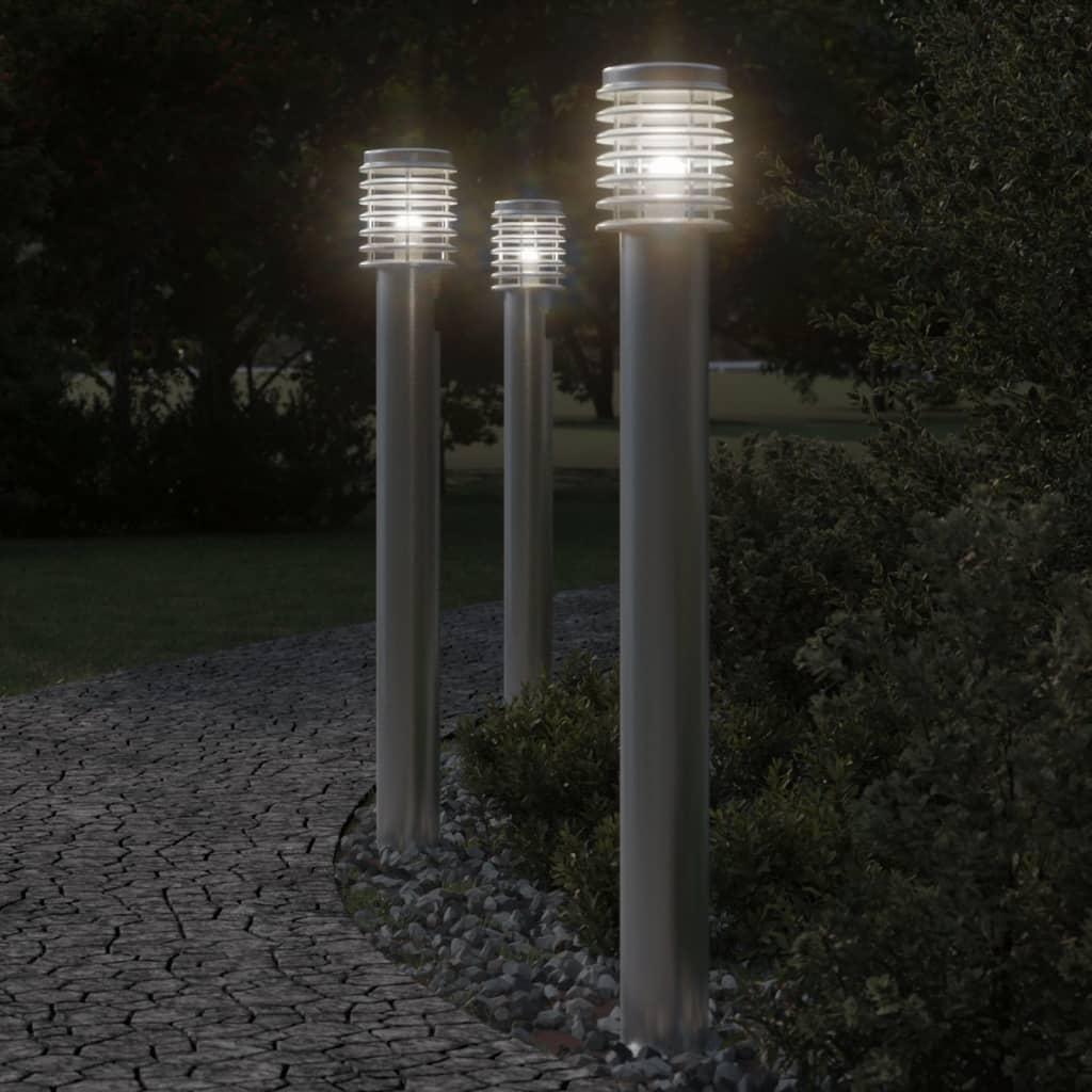 Udendørs standerlamper 3 stk. 110 cm rustfrit stål sølvfarvet