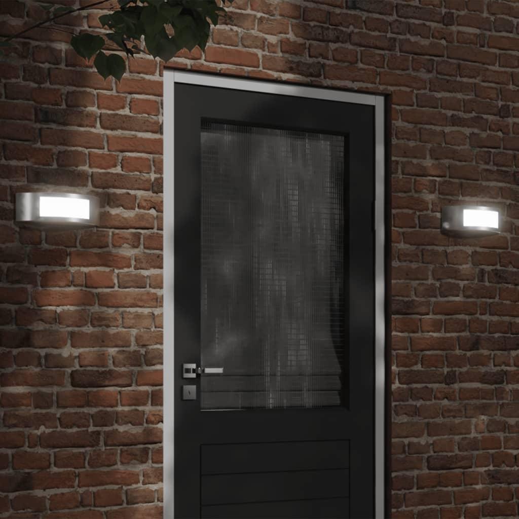 Udendørs væglamper 2 stk. rustfrit stål sølvfarvet