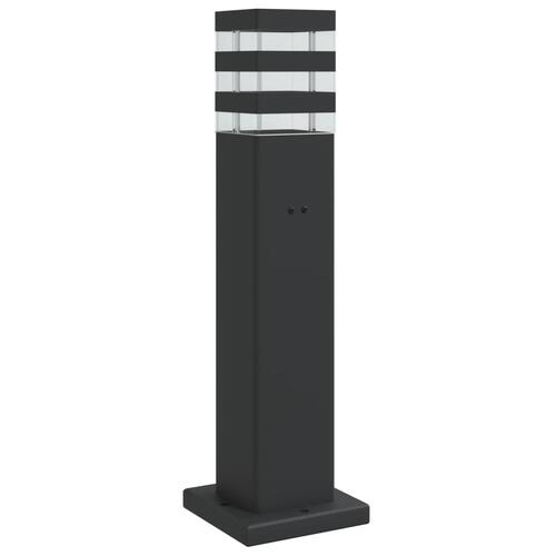 Udendørs standerlampe med stikkontakt 50 cm aluminium sort