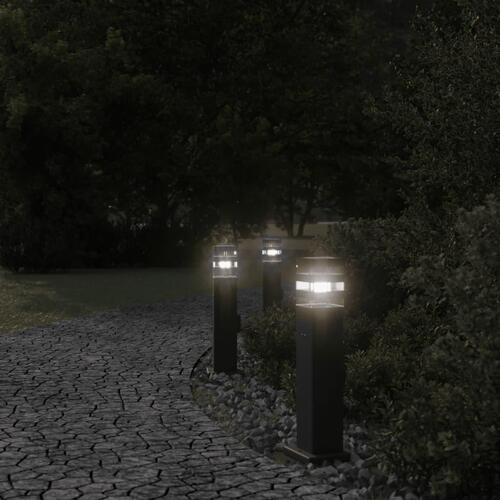 Udendørs standerlampe med stikkontakt 50 cm aluminium sort