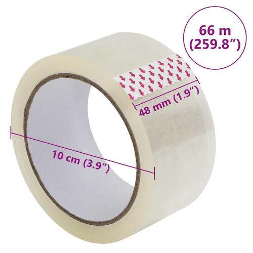 Pakketape 12 stk. 48 mm x 66 m transparent