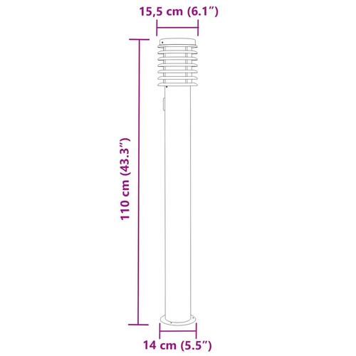 Udendørs standerlamper 3 stk. stikkontakt 110 cm rustfrit stål