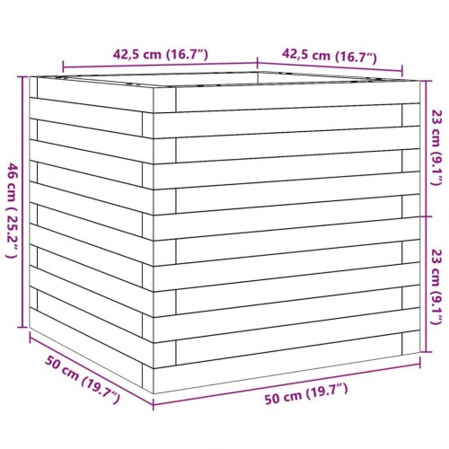 Plantekasse 50 x 50 x 46 cm i massivt fyrretræ - gyldenbrun