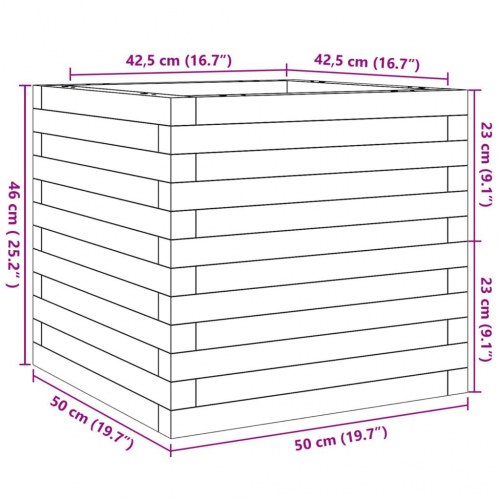 Plantekasse 50×50×46 cm i massivt fyrretræ - ubehandlet