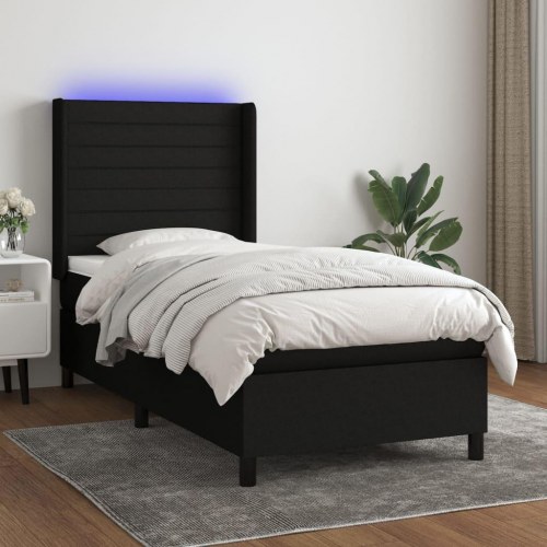 Kontinentalseng med LED-lys 80×200 cm - stof, sort