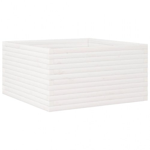 Plantekasse i massivt fyrretræ 90 x 90 x 46 cm - hvid