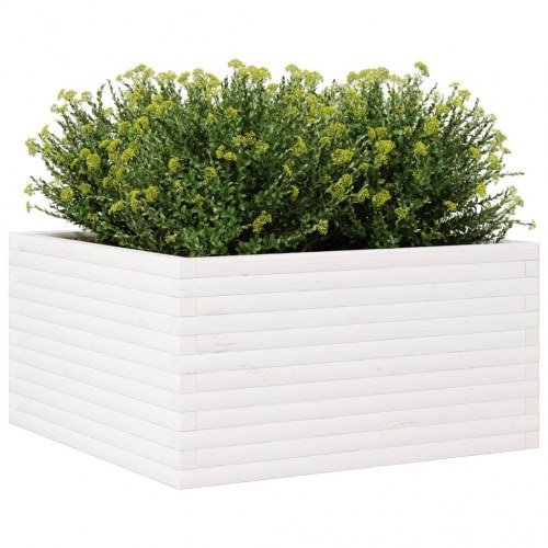 Plantekasse i massivt fyrretræ 90 x 90 x 46 cm - hvid