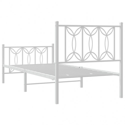 Sengeramme med gavl og fodgærde 90×190 cm - metal, hvid