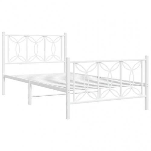 Sengeramme med sengegavl og fodgærde 107x203 cm metal hvid