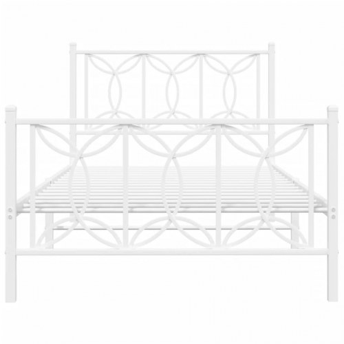 Sengeramme med sengegavl og fodgærde 107x203 cm metal hvid