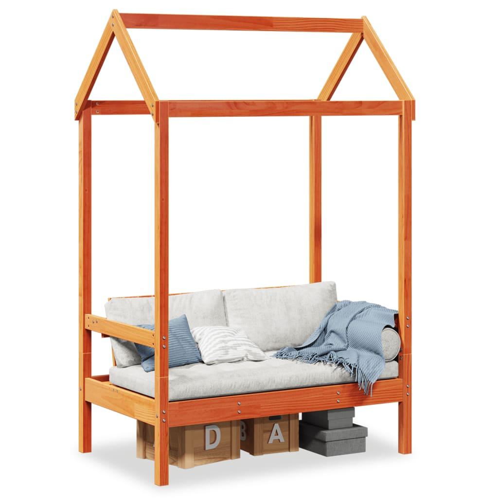 Bænk Med Tag 117,5X70X176,5 Cm Massivt Fyrretræ - Gyldenbrun