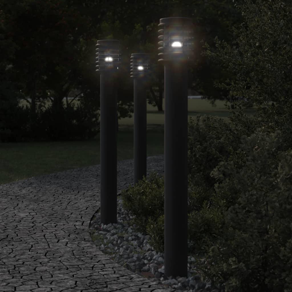 Udendørs standerlamper 3 stk. 110 cm rustfrit stål sort