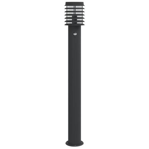 Udendørs standerlamper 3 stk. sensor 110 cm rustfrit stål sort
