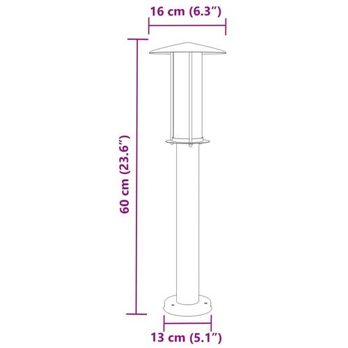 Udendørs standerlampe 60 cm rustfrit stål sort