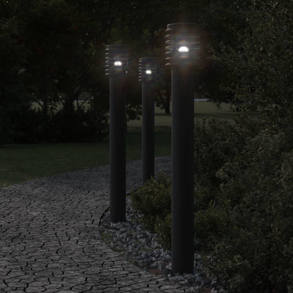 Udendørs standerlampe med stikkontakt 60 cm rustfrit stål sort