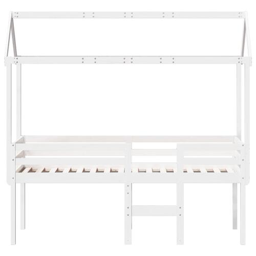 Høj husseng 75x190 cm massivt fyrretræ hvid