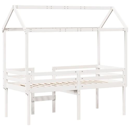 Høj husseng 75x190 cm massivt fyrretræ hvid