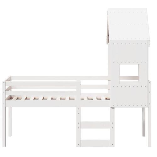 Høj husseng 75x190 cm massivt fyrretræ hvid