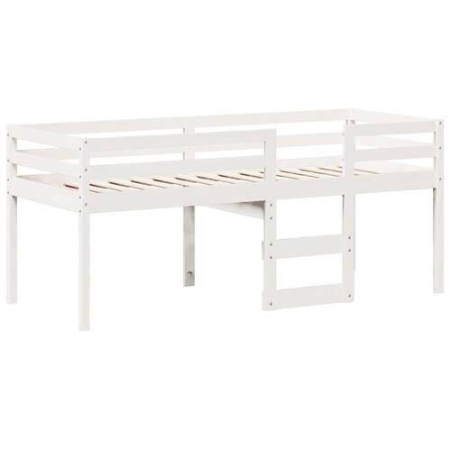 Høj husseng 75x190 cm massivt fyrretræ hvid