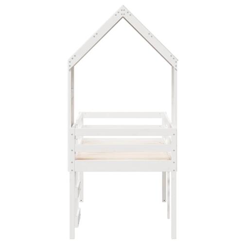 Høj husseng 75x190 cm massivt fyrretræ hvid