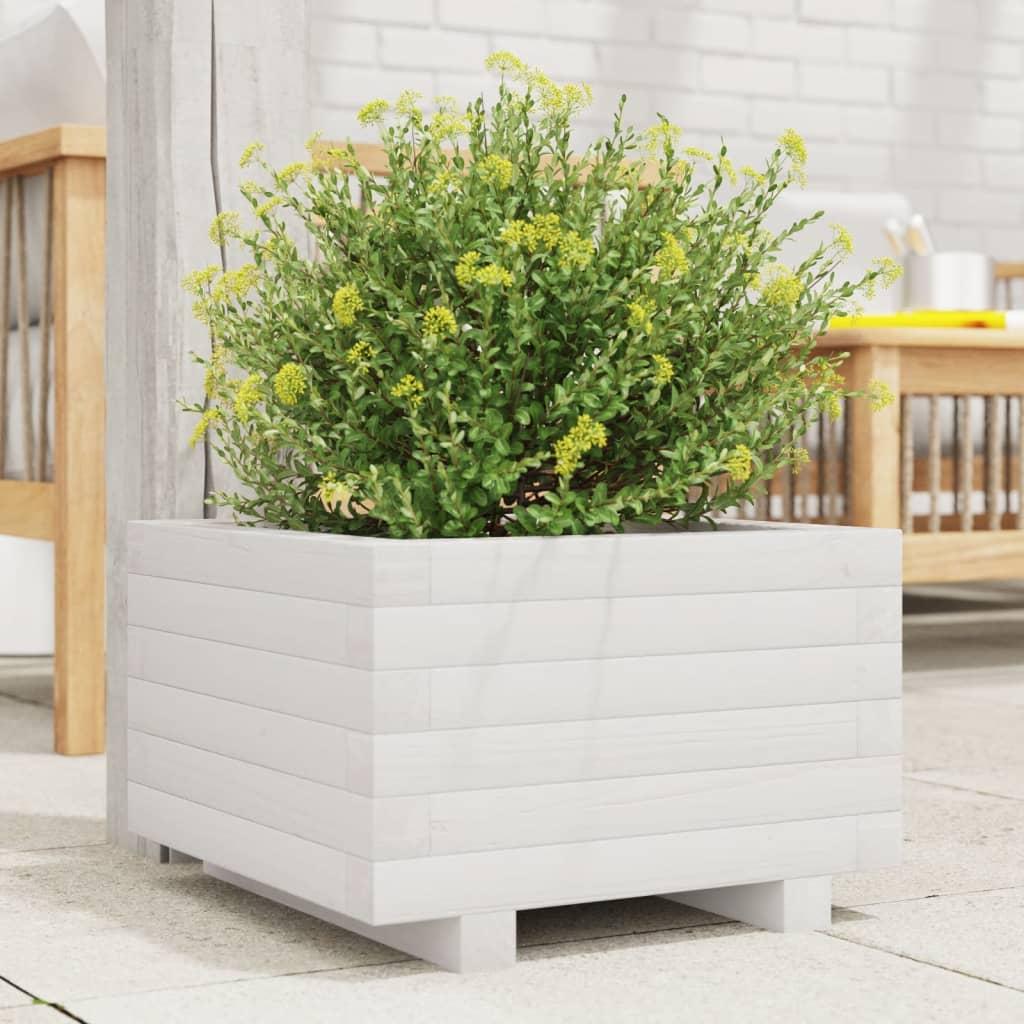Plantekasse 40X40X49,5 Cm Massivt Fyrretræ Hvid - 40 x 40 x 26.5 cm