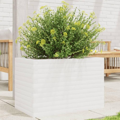 Plantekasse i massivt fyrretræ 70 x 40 x 45,5 cm - hvid