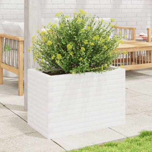 Plantekasse i massivt fyrretræ 70 x 40 x 45,5 cm - hvid