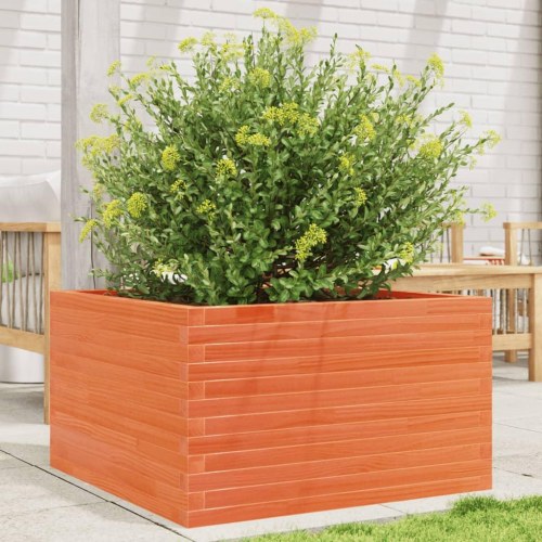 Plantekasse 80 x 80 x 45,5 cm i massivt fyrretræ - gyldenbrun