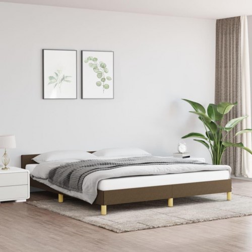 Sengeramme med sengegavl 160x200 cm - stof, mørkebrun