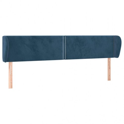 Sengegavl med kanter i fløjl - 163 × 23 × 78/88 cm, mørkeblå