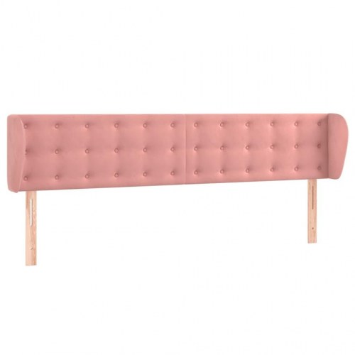Sengegavl med kanter 203 x 23 x 78/88 cm fløjl - lyserød
