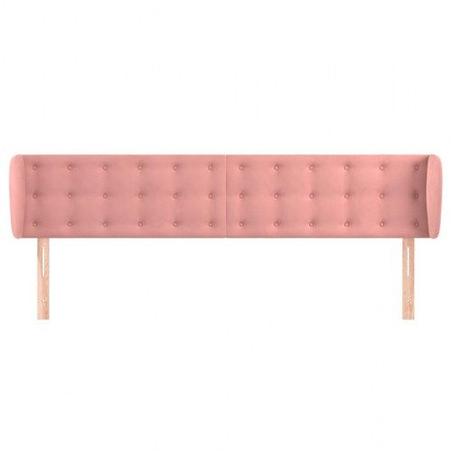 Sengegavl med kanter 203 x 23 x 78/88 cm fløjl - lyserød