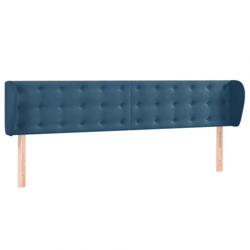 Sengegavl med kanter i fløjl 183 x 23 x 78/88 cm - mørkeblå