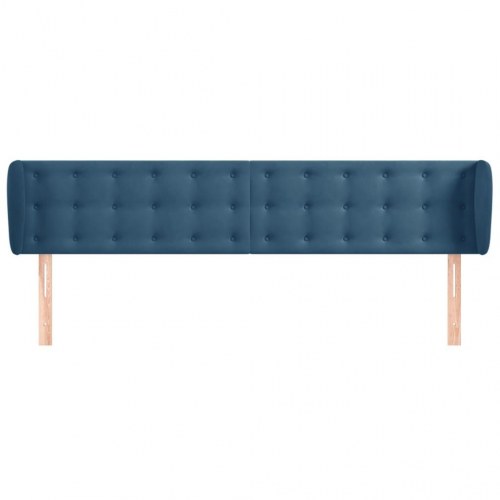 Sengegavl med kanter i fløjl 183 x 23 x 78/88 cm - mørkeblå