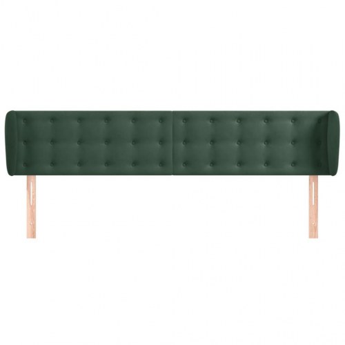 Sengegavl med kanter i fløjl 163 x 23 x 78/88 cm - mørkegrøn