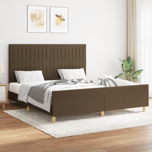 Sengeramme med sengegavl 160x200 cm - stof, mørkebrun