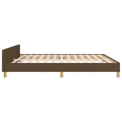 Sengeramme med sengegavl 160x200 cm - stof, mørkebrun