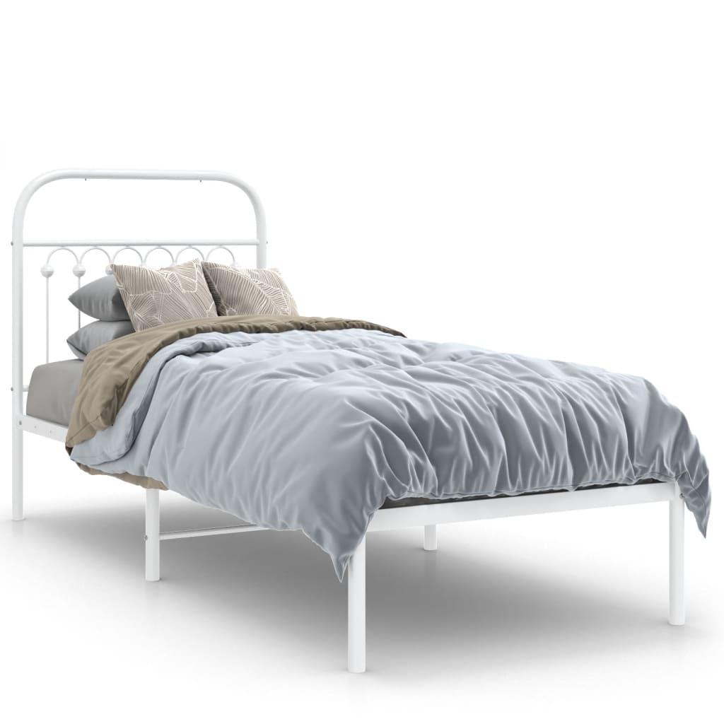 Sengeramme Med Sengegavl Metal - Hvid / med hovedgærde / 80 x 200 cm