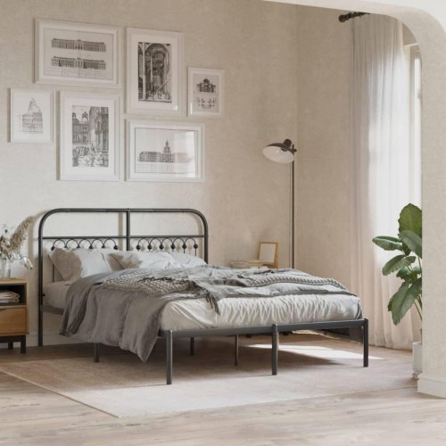 Sengeramme med sengegavl 140 x 190 cm - sort