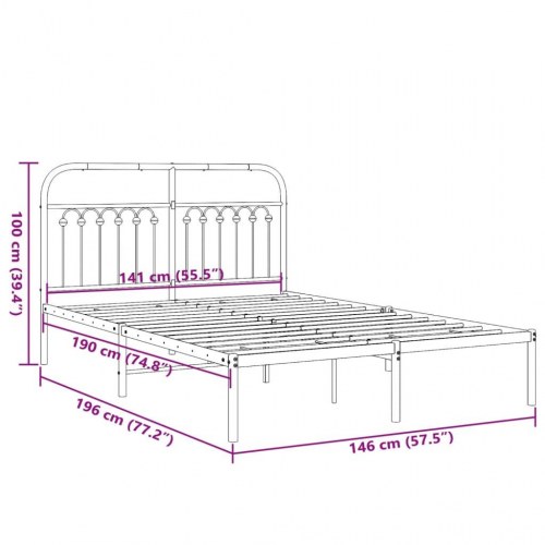 Sengeramme med sengegavl 140 x 190 cm - sort