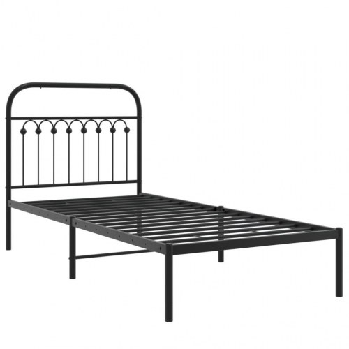 Sengeramme med sengegavl 90×190 cm - metal, sort