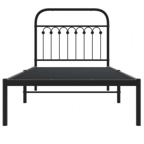 Sengeramme med sengegavl 90×190 cm - metal, sort