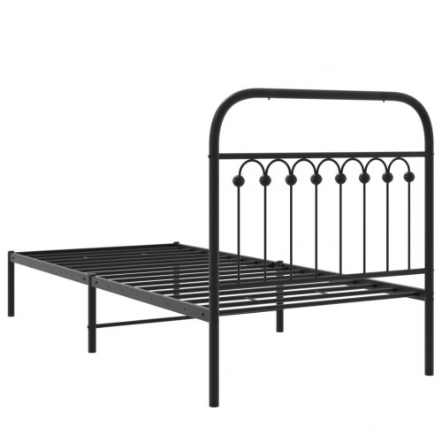 Sengeramme med sengegavl 90×190 cm - metal, sort