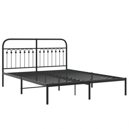 Sengeramme med sengegavl 150 x 200 cm - metal, sort
