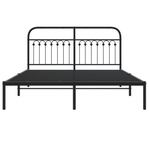 Sengeramme med sengegavl 150 x 200 cm - metal, sort