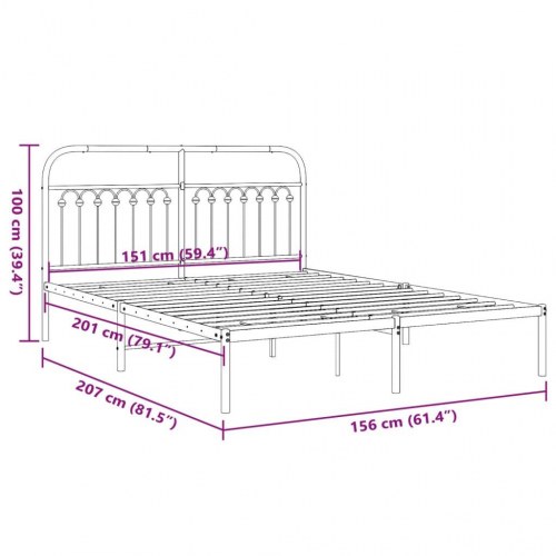 Sengeramme med sengegavl 150 x 200 cm - metal, sort