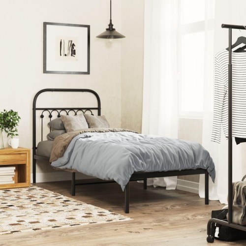 Sengeramme med sengegavl 75 x 190 cm - sort