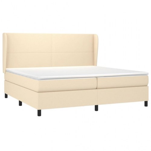 Kontinentalseng med madras 200×200 cm - stof, cremefarvet