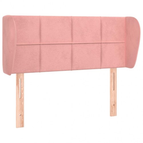 Sengegavl med kanter i fløjl 83 x 23 x 78/88 cm - lyserød